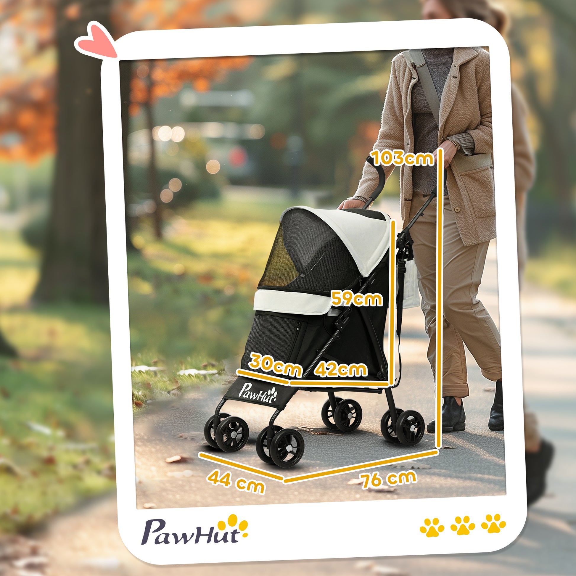 Pawhut Cochecito Para Perros Pequeños Con Estructura De Paraguas Crema_2