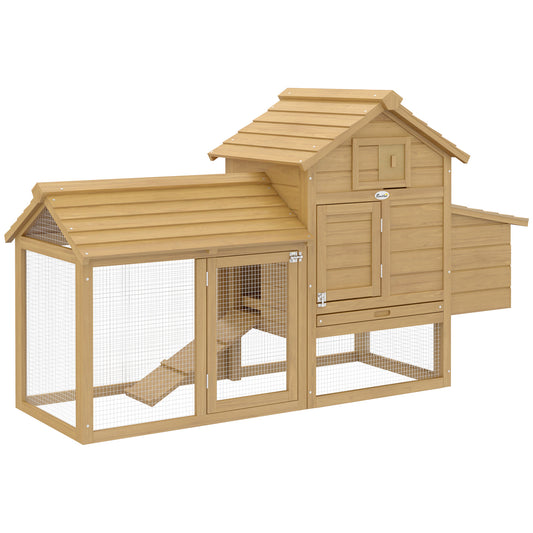 Pawhut Gallinero De Madera Para Exterior Corrales Alambre 151,5x54x87cm Natural_0