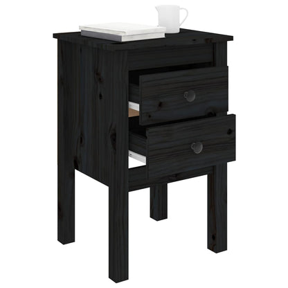 Mesitas De Noche 2 Uds Madera Maciza De Pino Negro 40x35x61,5cm_2