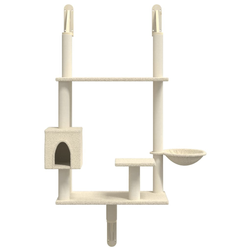 Vidaxl Árbol Rascador Para Gatos De Pared Crema 153 Cm_3