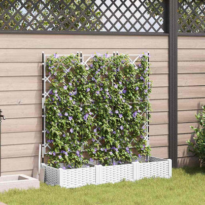 Vidaxl Maceta De Jardín Con Enrejado 3 Pcs Blanco 120 X 40 X 125.5 Cm_1