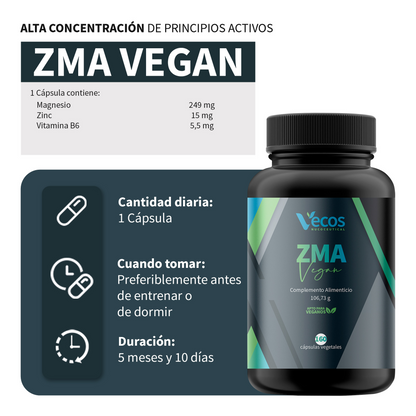 ZMA VECOS (160 cápsulas) | Fuerza muscular, recuperación y energía | Magnesio, Zinc y B6 | Apoyo para la Testosterona_2