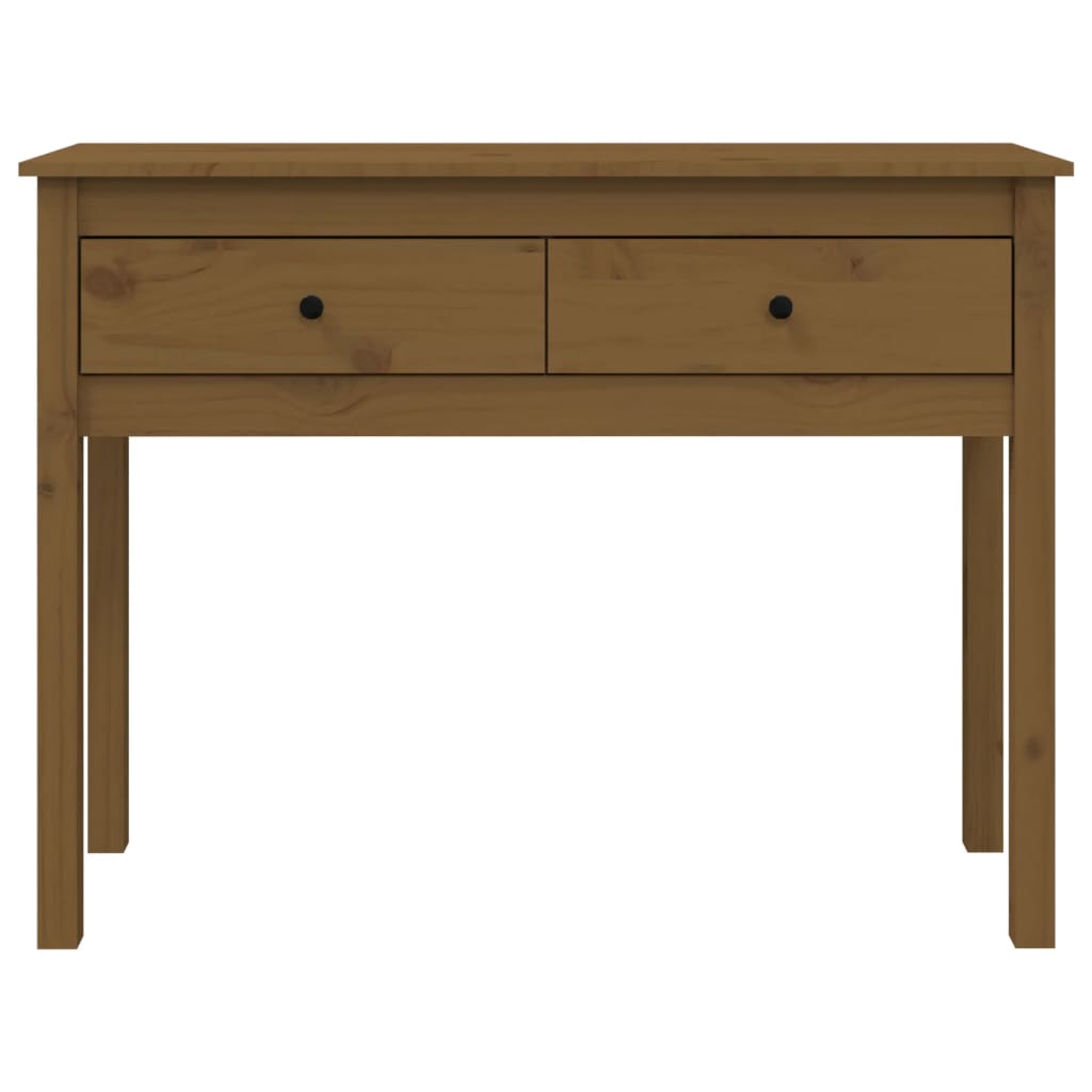 Mesa Consola De Madera Maciza De Pino Marrón Miel 100x35x75 Cm_4
