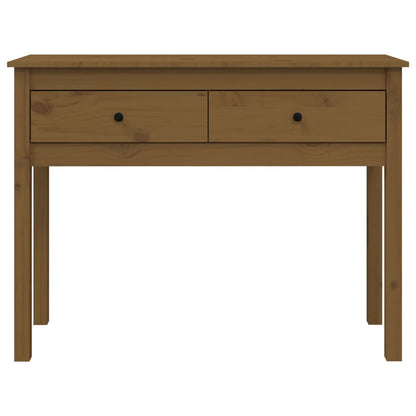 Mesa Consola De Madera Maciza De Pino Marrón Miel 100x35x75 Cm_4
