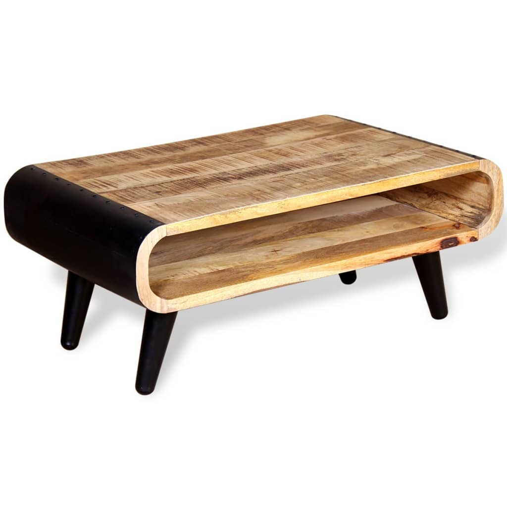 Mesa De Centro De Madera De Mango Rugosa 90x55x39 Cm_3