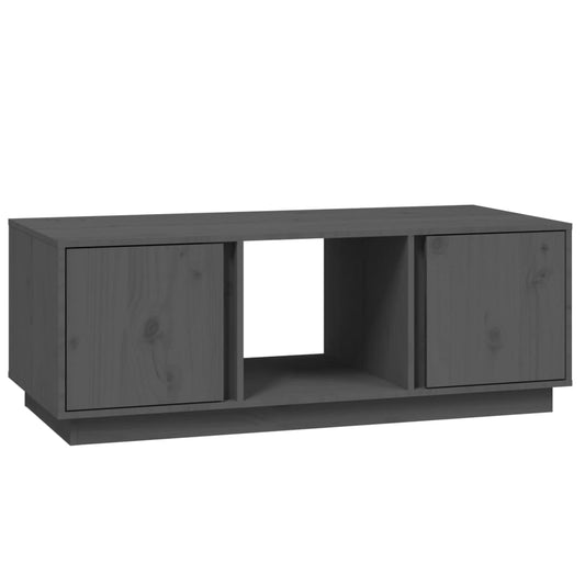 Mesa De Centro De Madera Maciza De Pino Gris 110x50x40 Cm_0