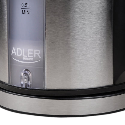 Hervidor Agua Eléctrico, 1,7l,  Acero Inox., Resistencia Oculta, Inalámbrico, Apagado Automático Adler Ad 1216, 2200w