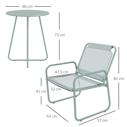 Outsunny Conjunto De Muebles De Jardín Con Marco De Acero Y Reposabrazos Verde_2