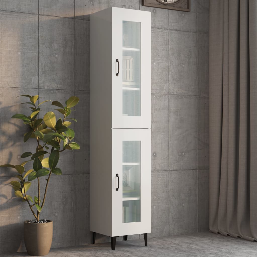 Armario De Pared Colgante Blanco Brillante 34,5x34x90 Cm / Vetonek_4