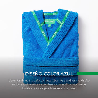 Albornoz Con Capucha M/l 360gsm 100% Algodón Azul Rainbow Be_2