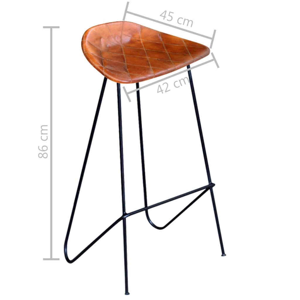 Taburetes De Cocina 4 Unidades Cuero Auténtico Marrón_3