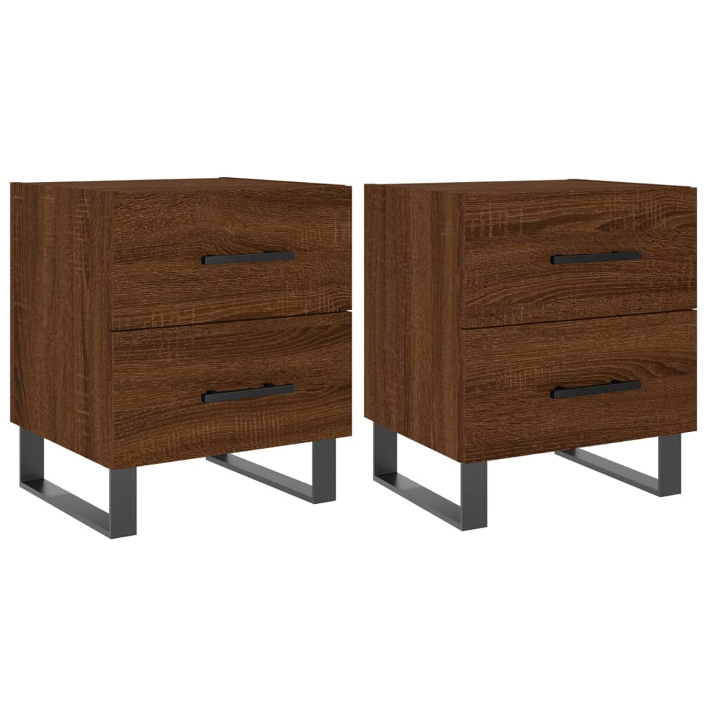 Mesita Noche 2 Uds Madera Ingeniería Marrón Roble 40x35x47,5 Cm_0