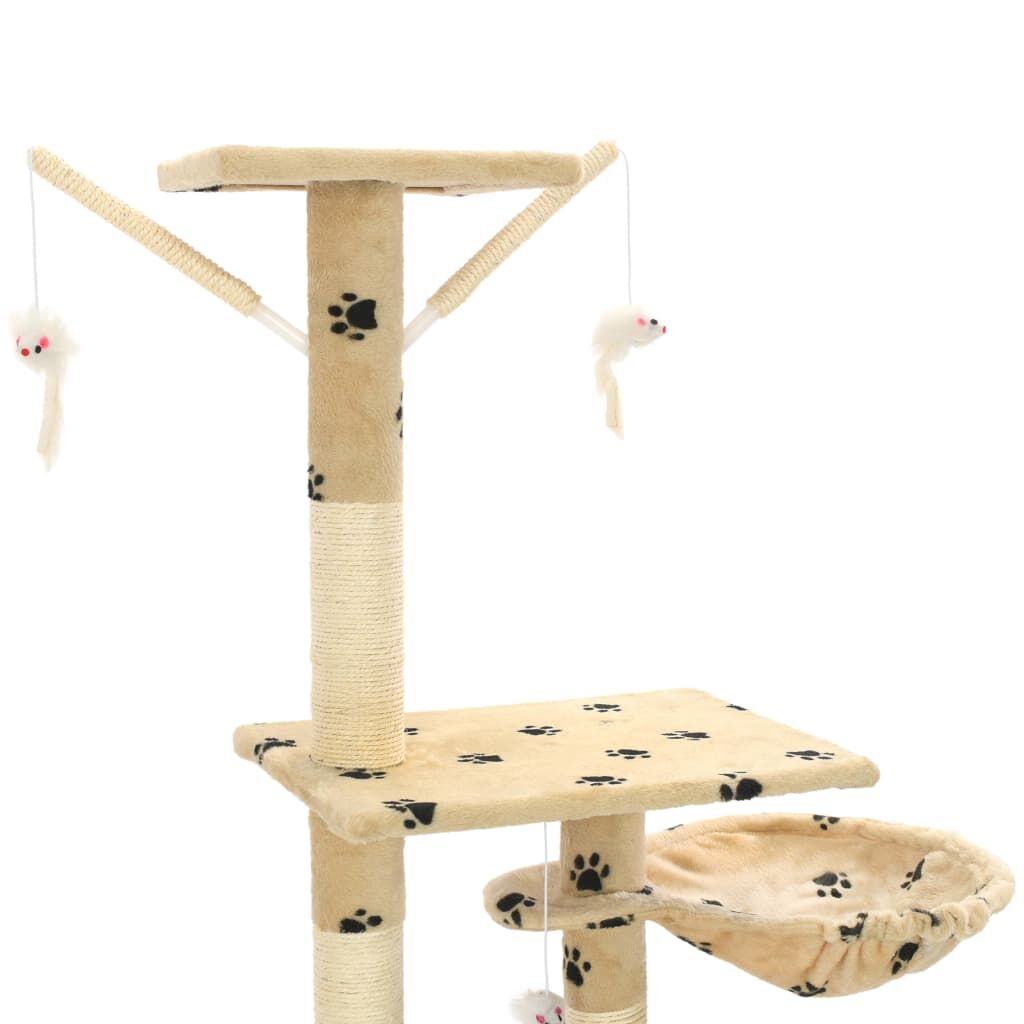 Vidaxl Rascador Para Gatos Con Poste De Sisal 230-250 Cm Huellas Beige_4