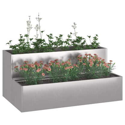 Macetero De Jardín Plateado 100 X 60 X 45 Cm Acero Inoxidable_2