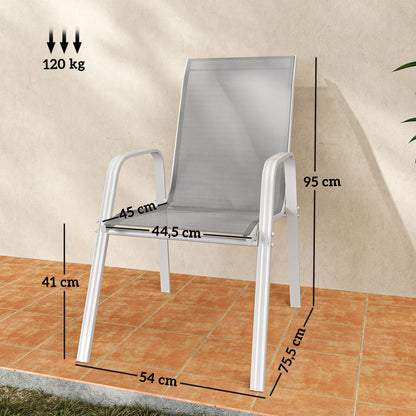 Outsunny Juego De 4 Sillas De Jardín Exterior 54x75,5x95 Cm Gris Claro_2