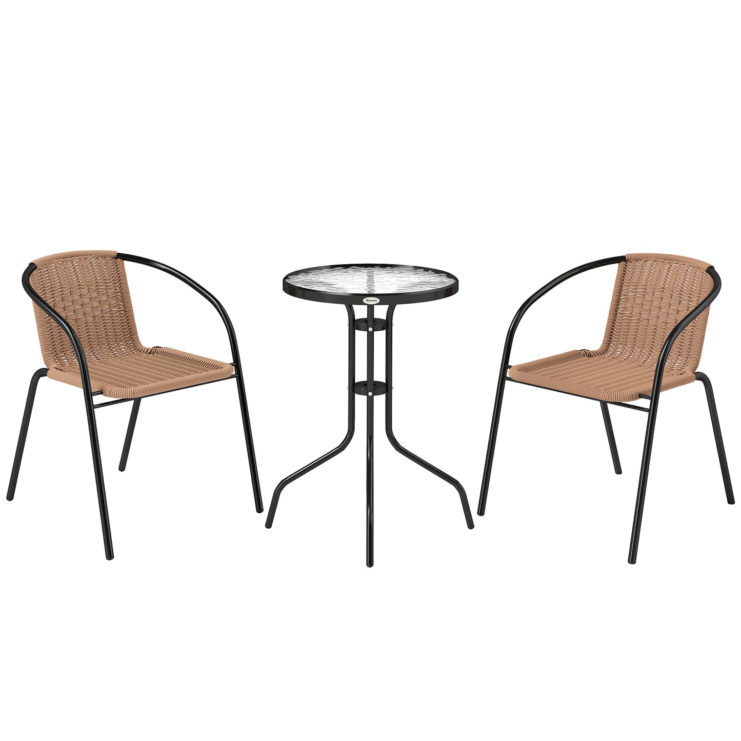 Outsunny Conjunto De Mesa Y 2 Sillas De Jardín De 3 Piezas Marrón_0