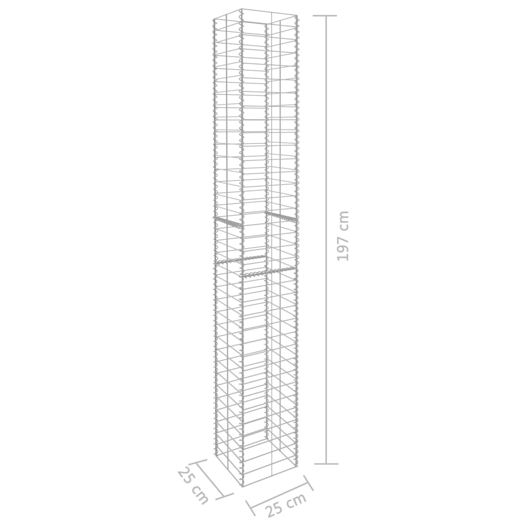 Cestas De Muro De Gaviones 3 Uds Acero Galvanizado 25x25x197cm / Vetonek_2