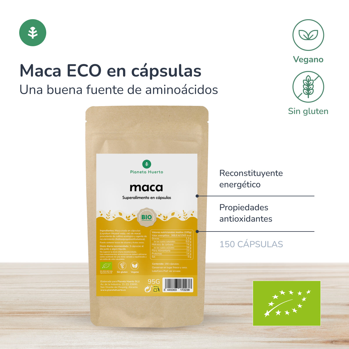 Maca BIO Planeta Huerto 150 Cápsulas