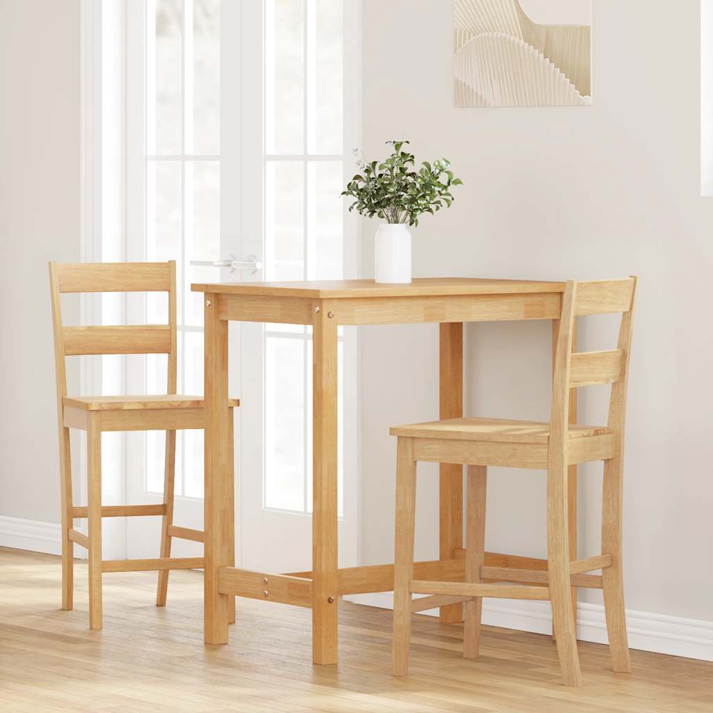 Taburetes De Bar 2 Uds Madera Maciza Natural Caucho_1