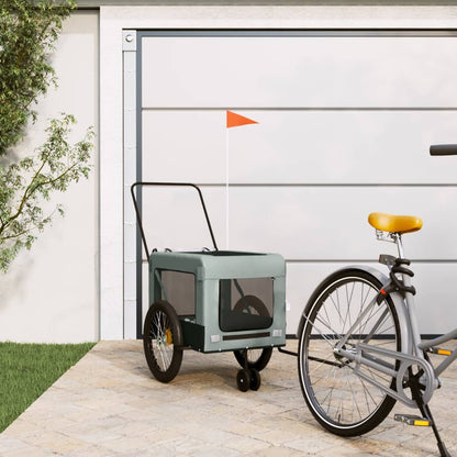 Remolque De Bicicleta Mascotas Hierro Tela Oxford Gris Negro_1