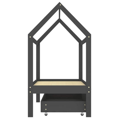 Vidaxl Estructura De Cama Infantil Y Cajón Madera Pino Gris 70x140cm_3