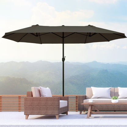 Sombrilla Doble Parasol Grande 4,55x2,65x2,38 M Con Manivela Manual Color Gris_1
