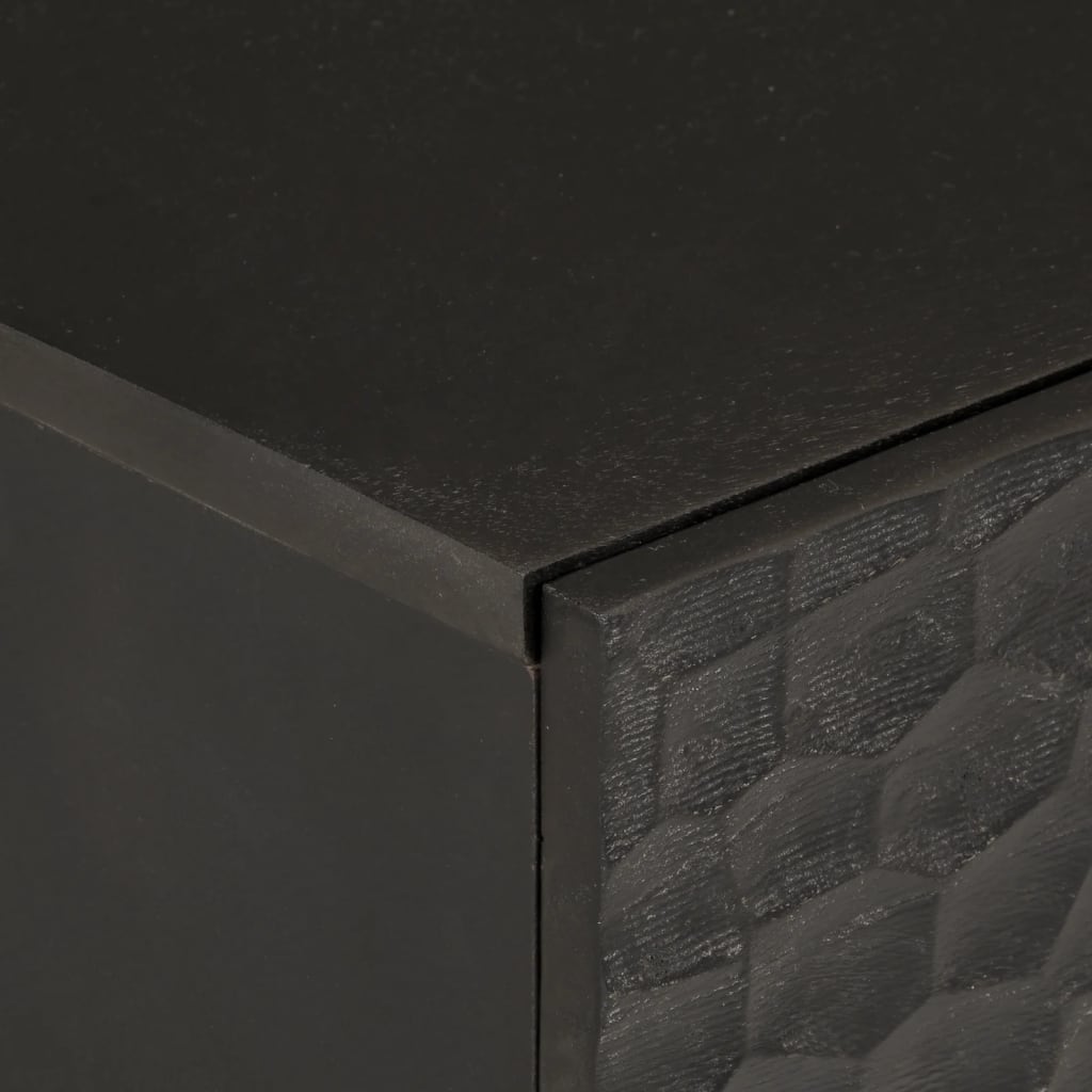 Mesita De Noche Madera Maciza De Mango Negra 50x33x60 Cm_4
