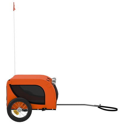 Vidaxl Remolque De Bicicleta Mascotas Hierro Tela Oxford Naranja Negro_4