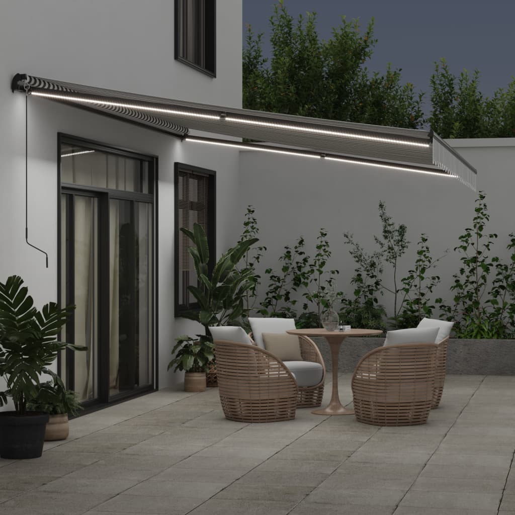Toldo Retráctil Manual Luz Led Antracita Y Blanco 500x350 Cm_2