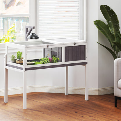 Pawhut Casa Para Tortugas De Madera Con Techo De Malla Y Soporte Para Lámpara_1