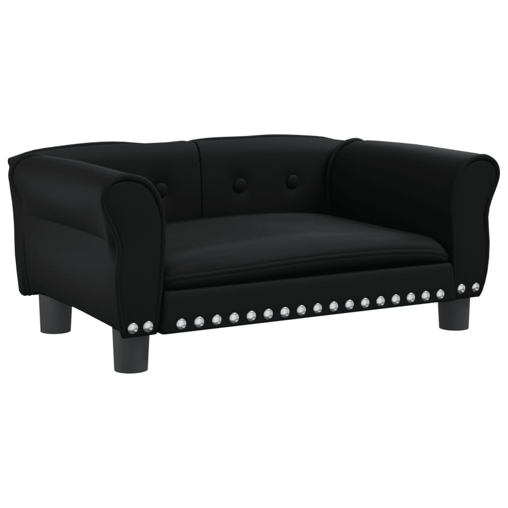 Cama Para Perros De Cuero Sintético Negra 70x45x30 Cm / Vetonek_5