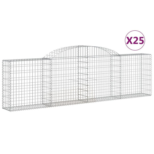 Cestas De Gaviones 25 Uds Forma De Arco Hierro 300x30x80/100 Cm_0