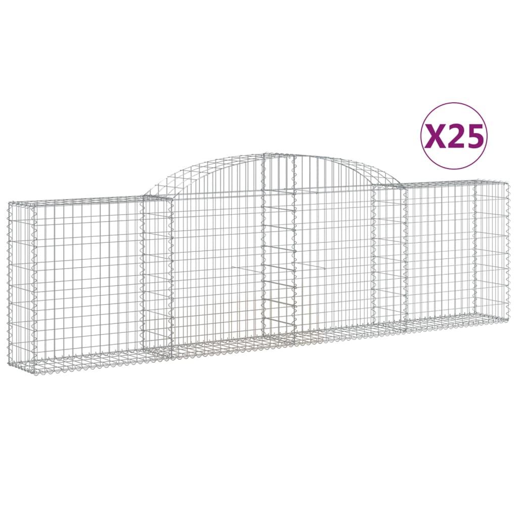 Cestas De Gaviones 25 Uds Forma De Arco Hierro 300x30x80/100 Cm_0