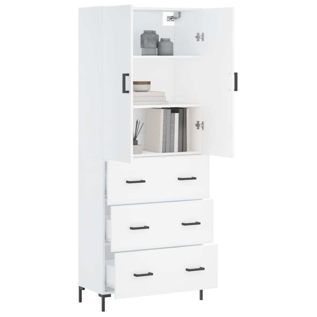 Aparador Alto Madera Contrachapada Blanco 69,5x34x180 Cm_2