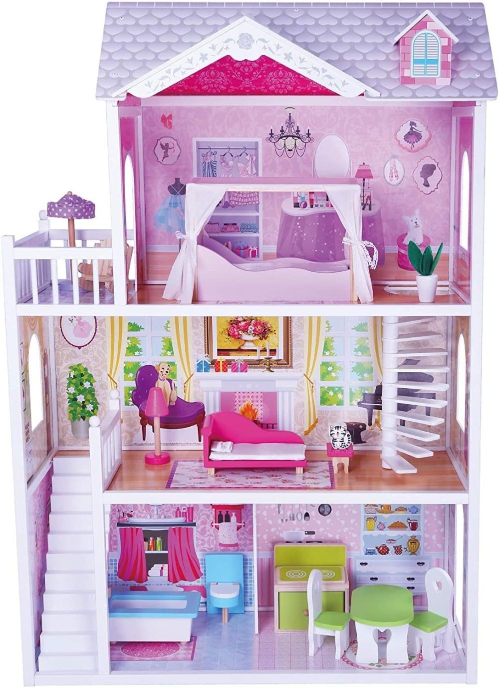 Casita De Muñecas De Madera Aria Con Accesorios_1