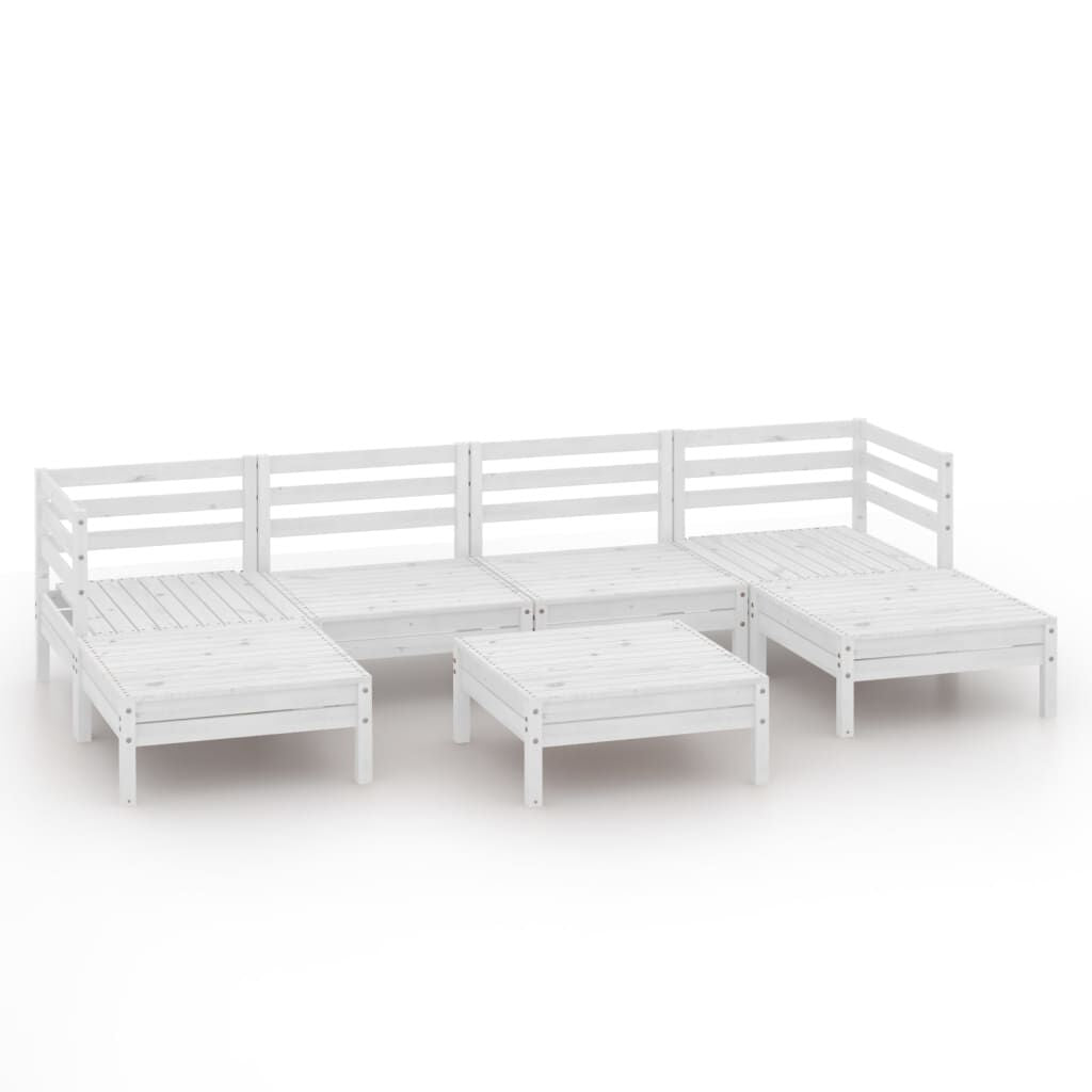 Vidaxl Juego De Muebles De Jardín 7 Pzas Madera Maciza De Pino Blanco_0