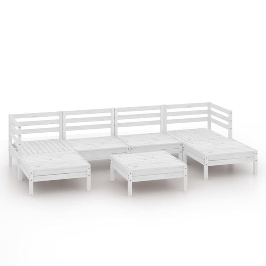 Vidaxl Juego De Muebles De Jardín 7 Pzas Madera Maciza De Pino Blanco_0