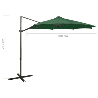 Vidaxl Sombrilla De Jardín Voladiza Con Palo Y Luces Led Verde 300 Cm_2