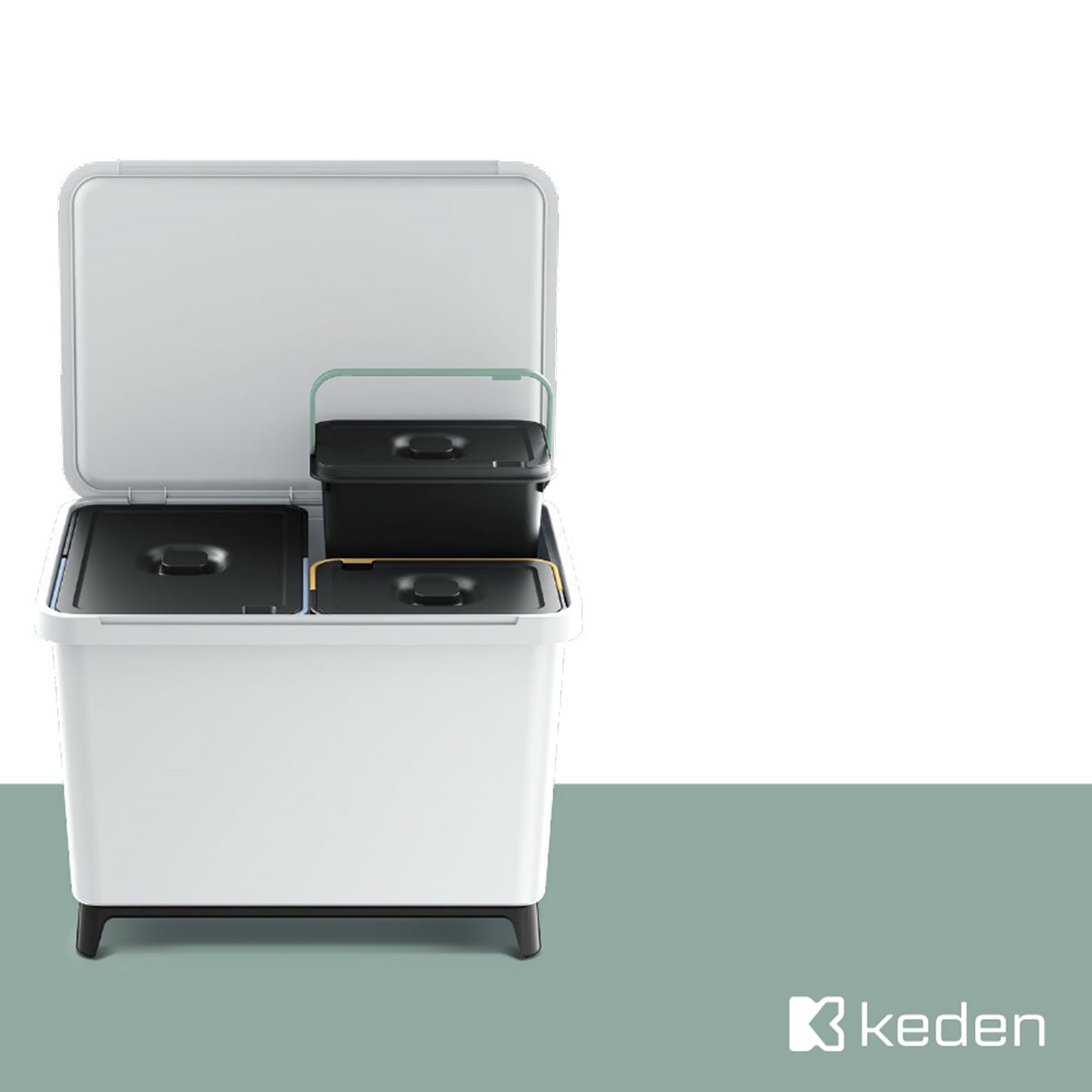 Sistema Clasificador De Reciclaje 3x10l Color Blanco Keden_4