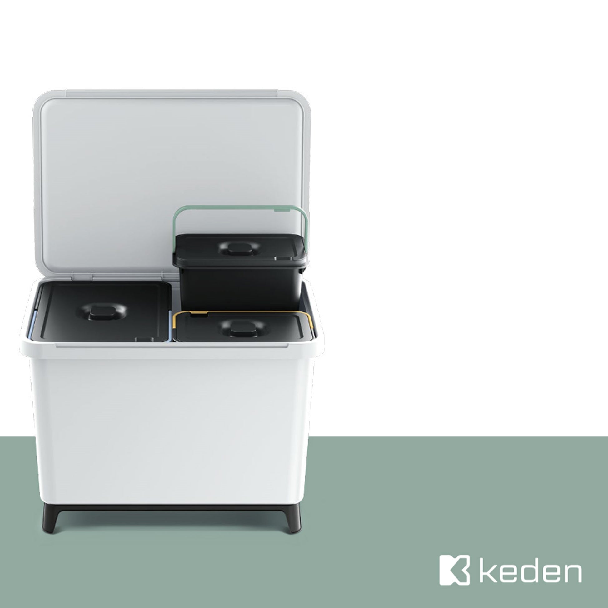 Sistema Clasificador De Reciclaje 3x10l Color Blanco Keden_4