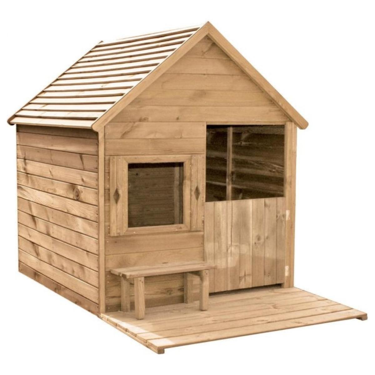Casita infantil de madera con banco Heidi Soulet