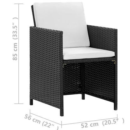 Vidaxl Set Comedor De Jardín 13 Piezas Y Cojines Ratán Sintético Negro_2