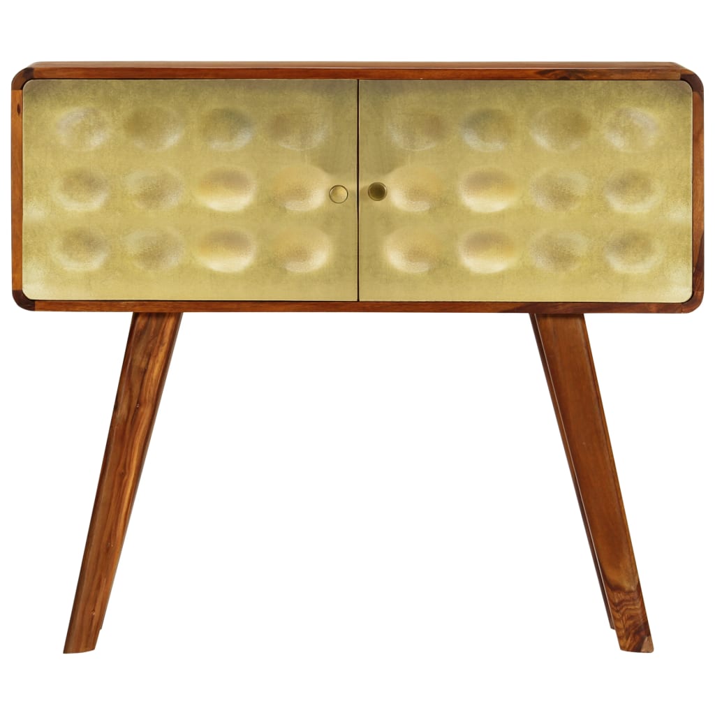 Aparador De Madera Maciza De Sheesham Y Dorados 90x30x77 Cm_1