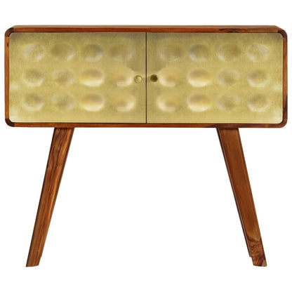 Aparador De Madera Maciza De Sheesham Y Dorados 90x30x77 Cm_1