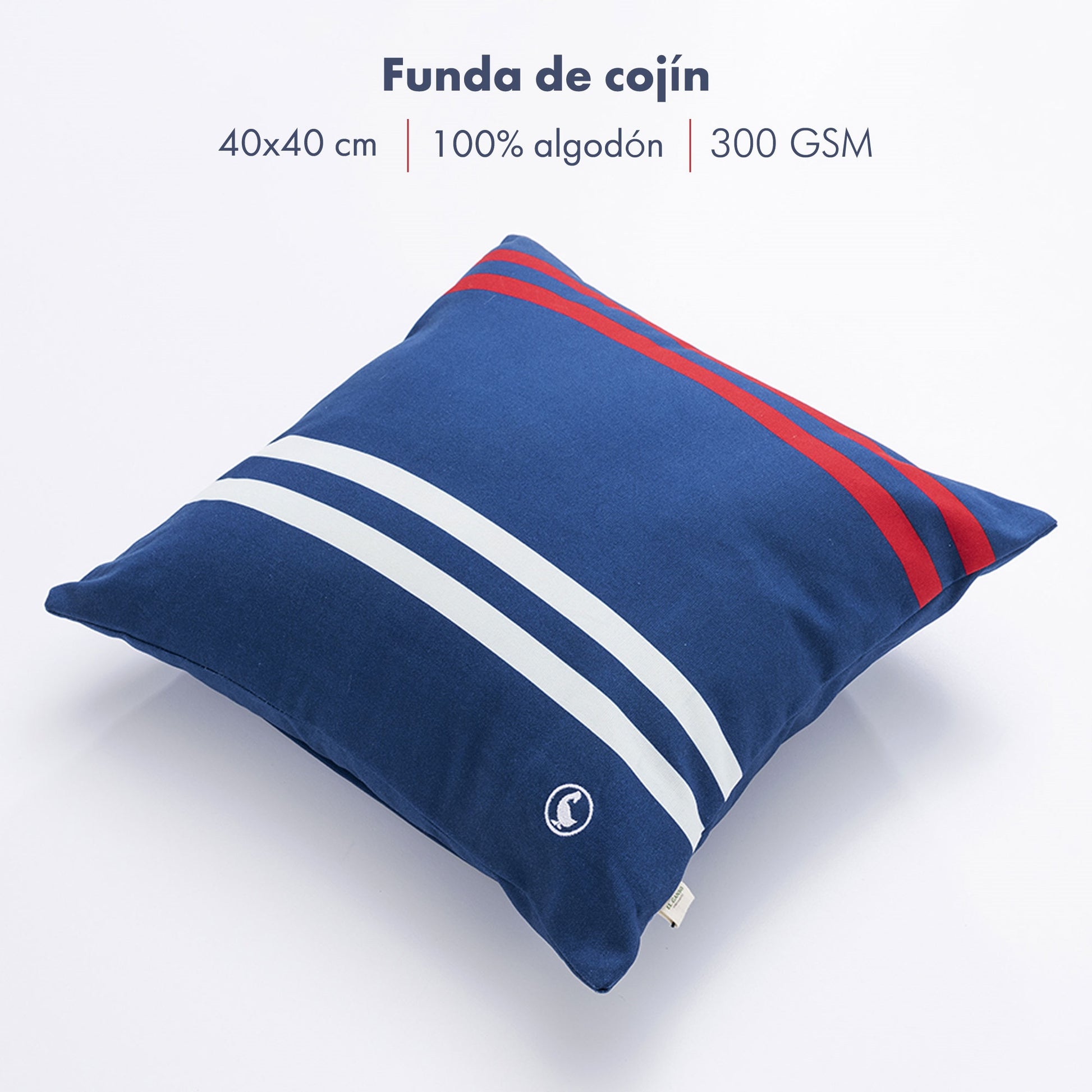 Funda De Cojín 40x40cm 100% Algodón 300gsm Color Azul Marino El Ganso_1