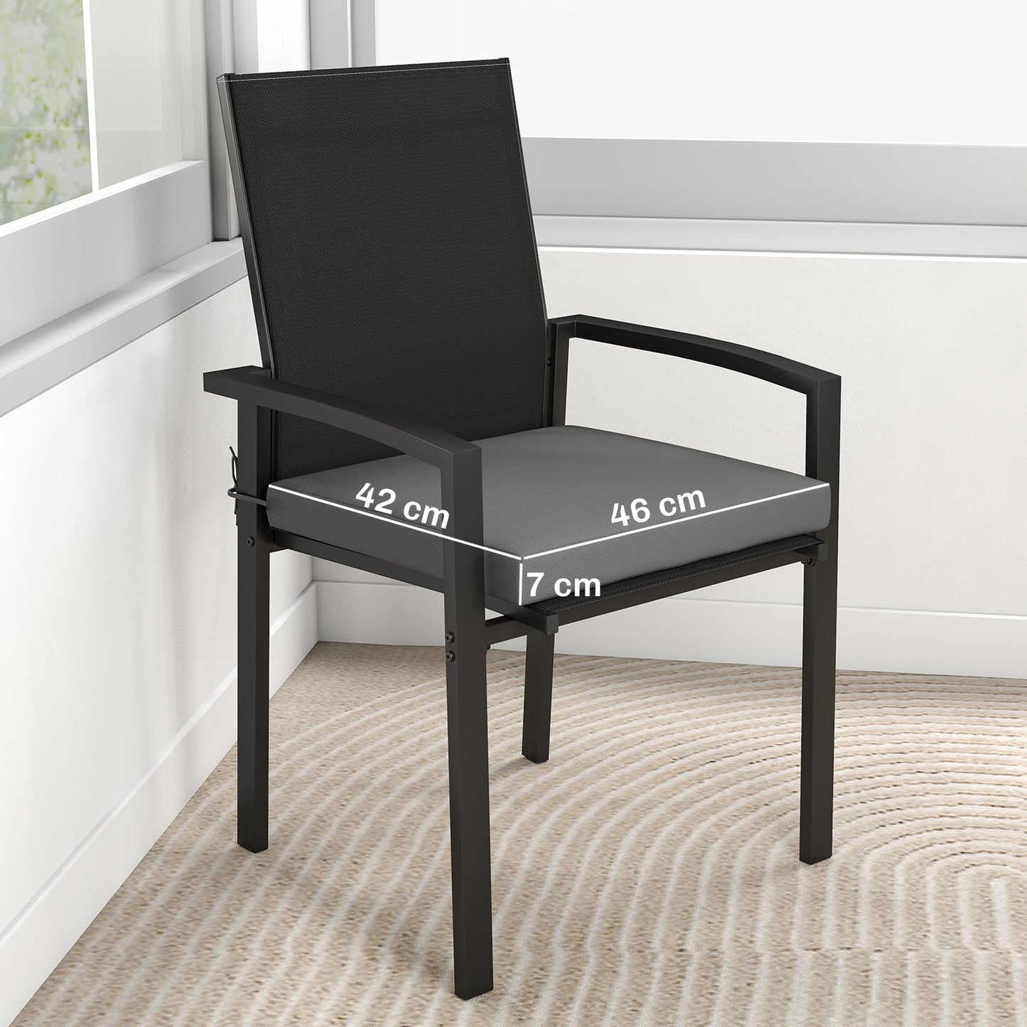 Outsunny Juego De Cojines Para Sillas De Comedor De 6 Piezas 46x42x7 Cm Gris_2