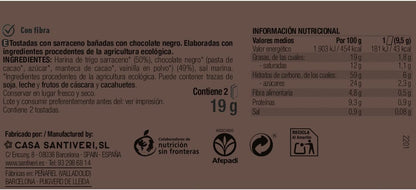 Tostadas crujientes de trigo sarraceno con chocolate negro BIO 3x57g
