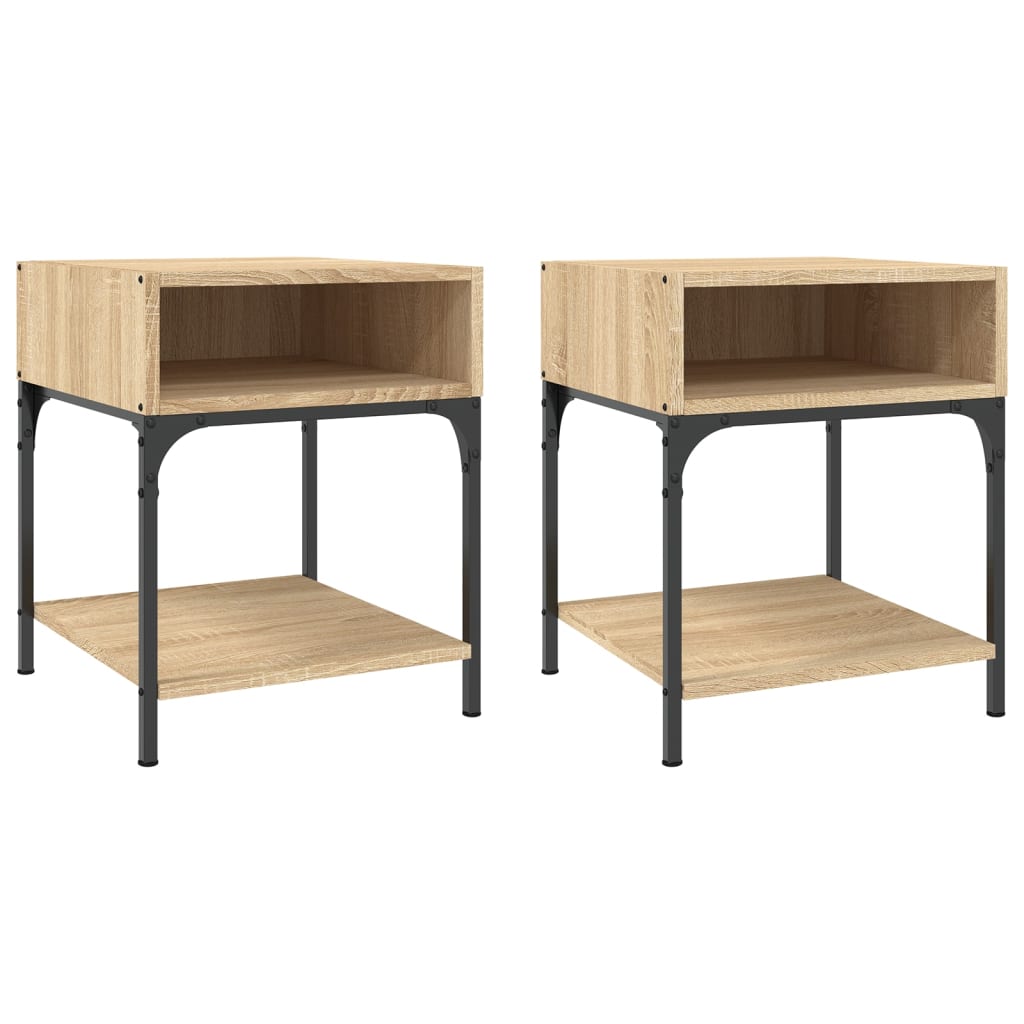 Mesitas Noche 2 Uds Madera Ingeniería Roble Sonoma 40x41x50 Cm_0