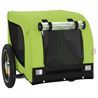 Remolque De Bicicleta Mascotas Hierro Tela Oxford Verde Negro_3
