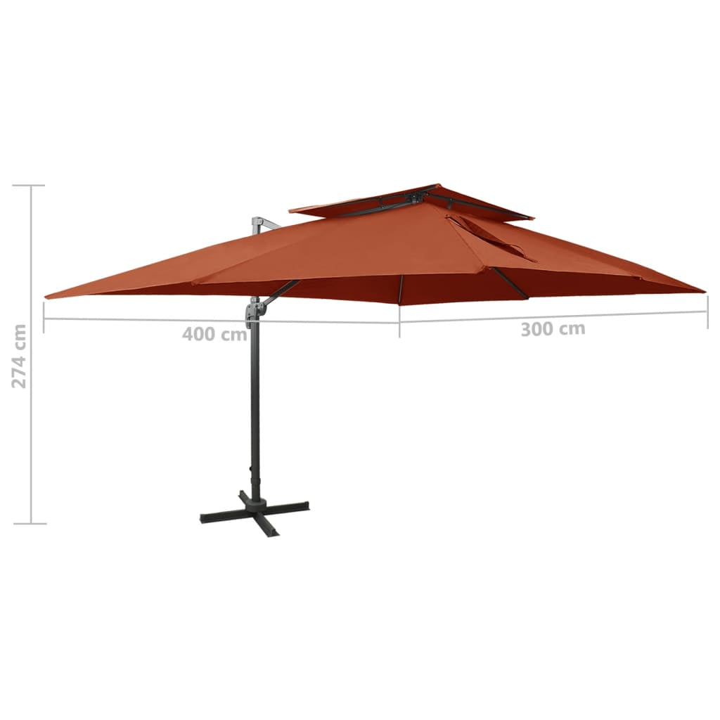 Vidaxl Sombrilla De Jardín Voladiza Con Doble Techo Terracota 400x300 Cm_2